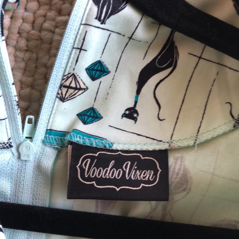 Voodoo Vixen Pin Up Kitten ‘50s inspired fitted pencil midi dress w/belt - Picture 8 of 8
